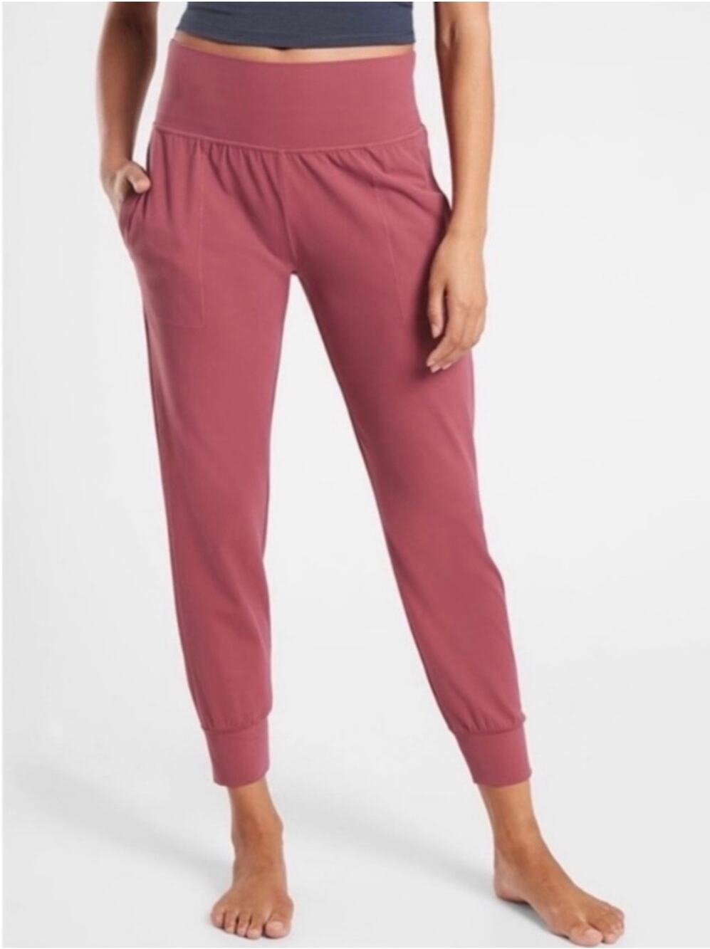 Athleta Pants Women Small Tall Pink Salutation Jogger Pull On Lounge Travel Yoga